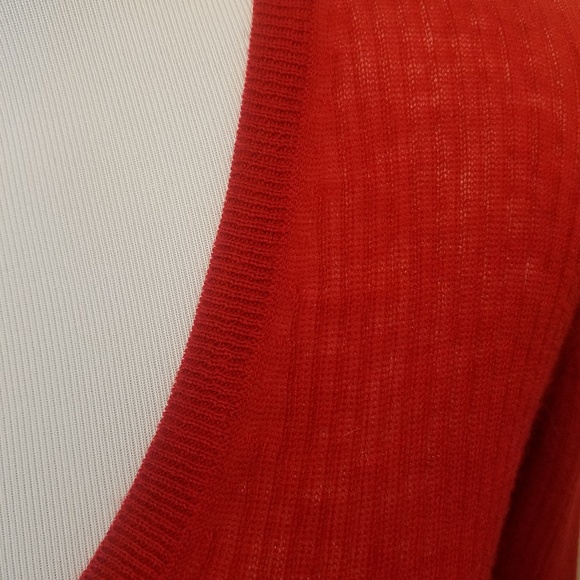 ZARA KNIT RIBBED RED SHEER SWEATER - Picture 3 of 4
